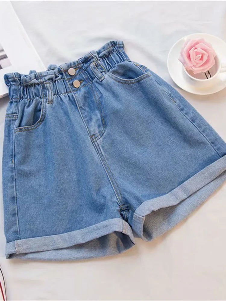 Diana  | Calções de Denim de Cintura Alta