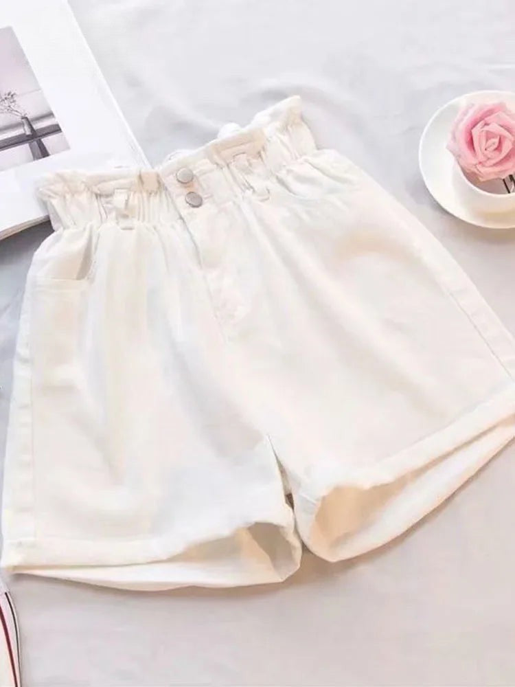 Diana  | Calções de Denim de Cintura Alta