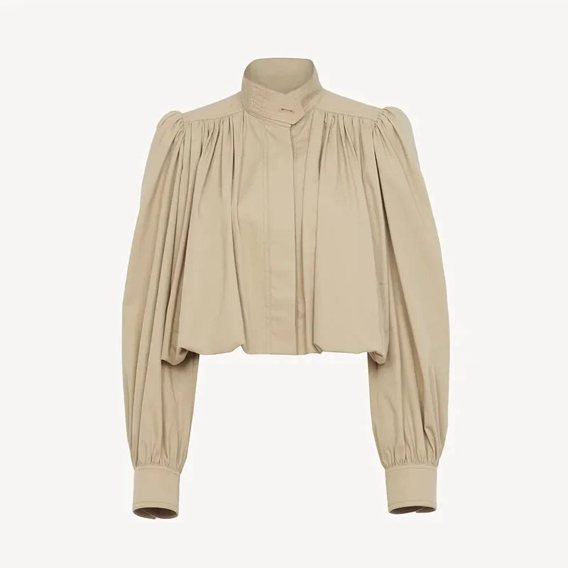 Frieda | Casaco Trendy com Mangas Puff Plissadas