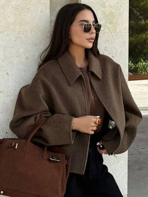 Margaret | Elegante Casaco de Lã Castanho