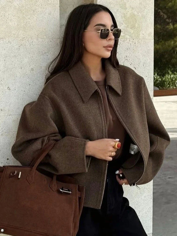 Margaret | Elegante Casaco de Lã Castanho