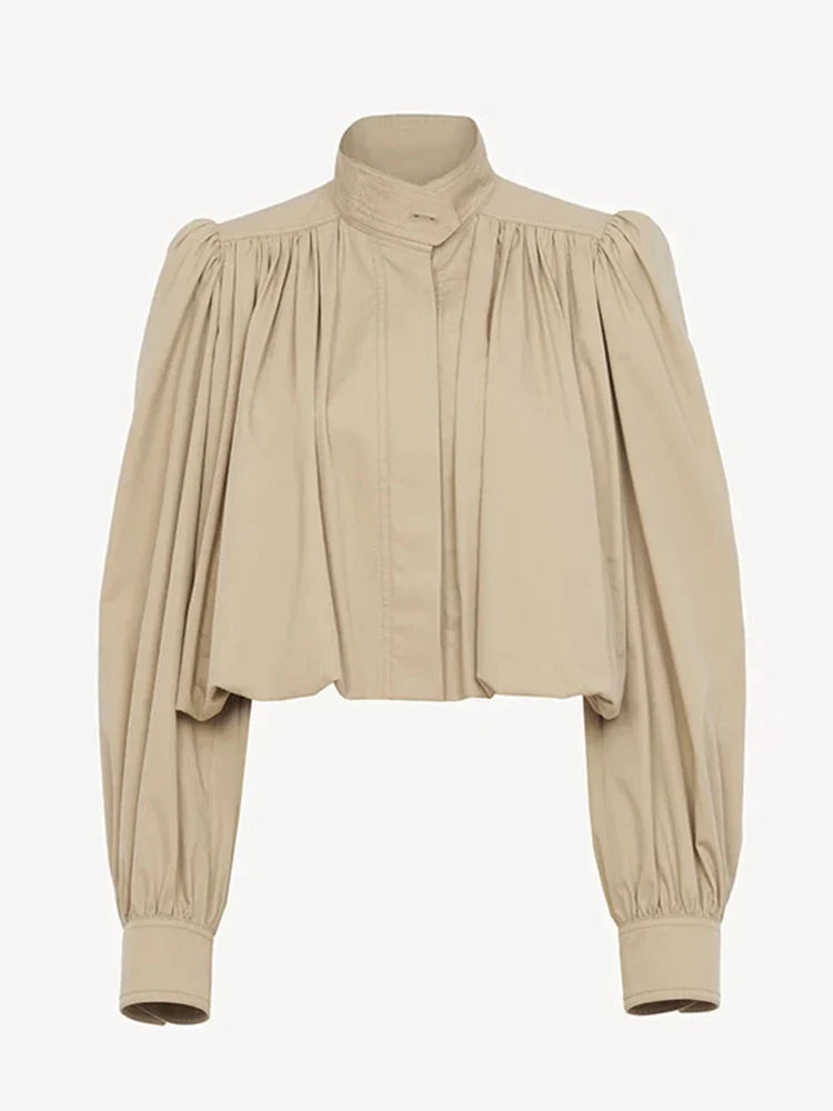Frieda | Casaco Trendy com Mangas Puff Plissadas