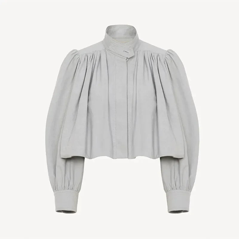 Frieda | Casaco Trendy com Mangas Puff Plissadas