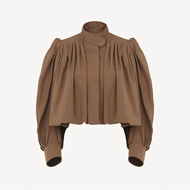 Frieda | Casaco Trendy com Mangas Puff Plissadas