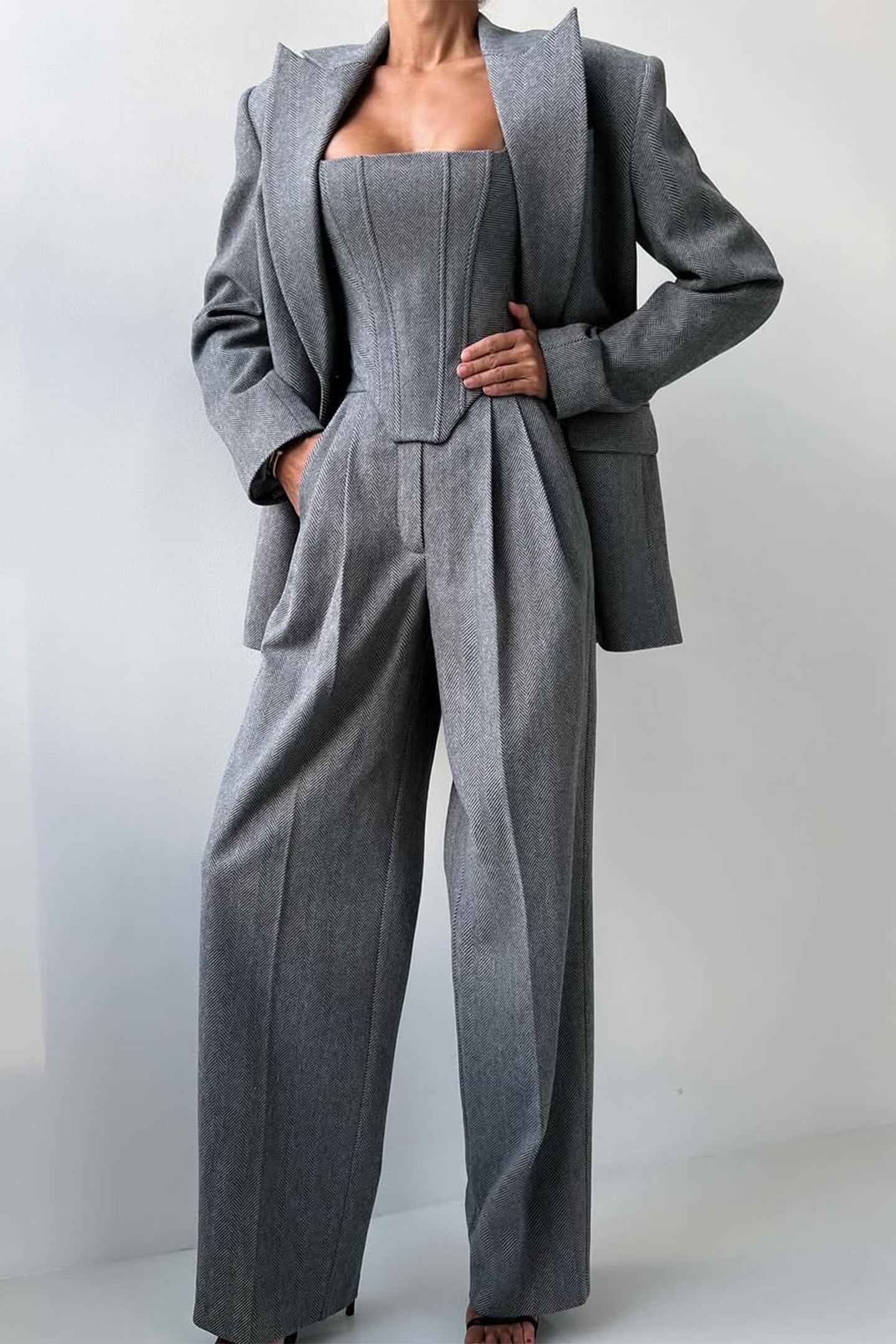 Grace | Conjunto de três peças com blazer de duplo botão
