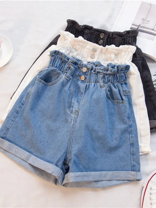 Diana  | Calções de Denim de Cintura Alta