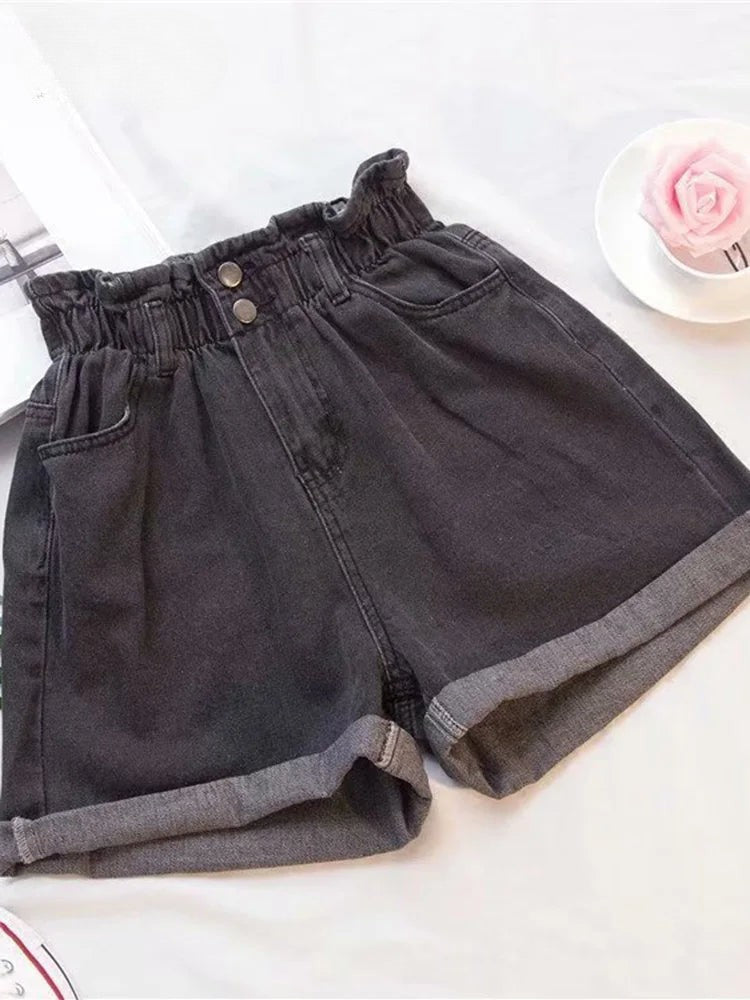 Diana  | Calções de Denim de Cintura Alta