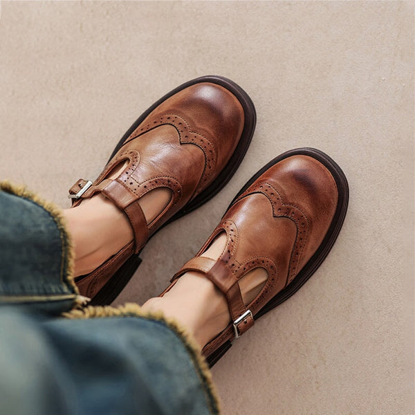 Elisa | Sapatos Mary Jane de Couro Clássico para Mulheres
